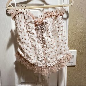 Elegant Lace-Up Corset Top - Pink